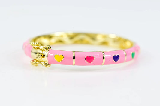 Pink Bracelet Hearts for Kids Gold Plated
