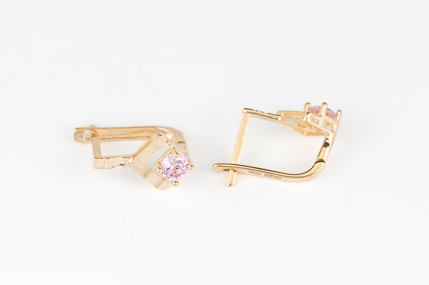 Kids Earrings with Pink Zirconia stones