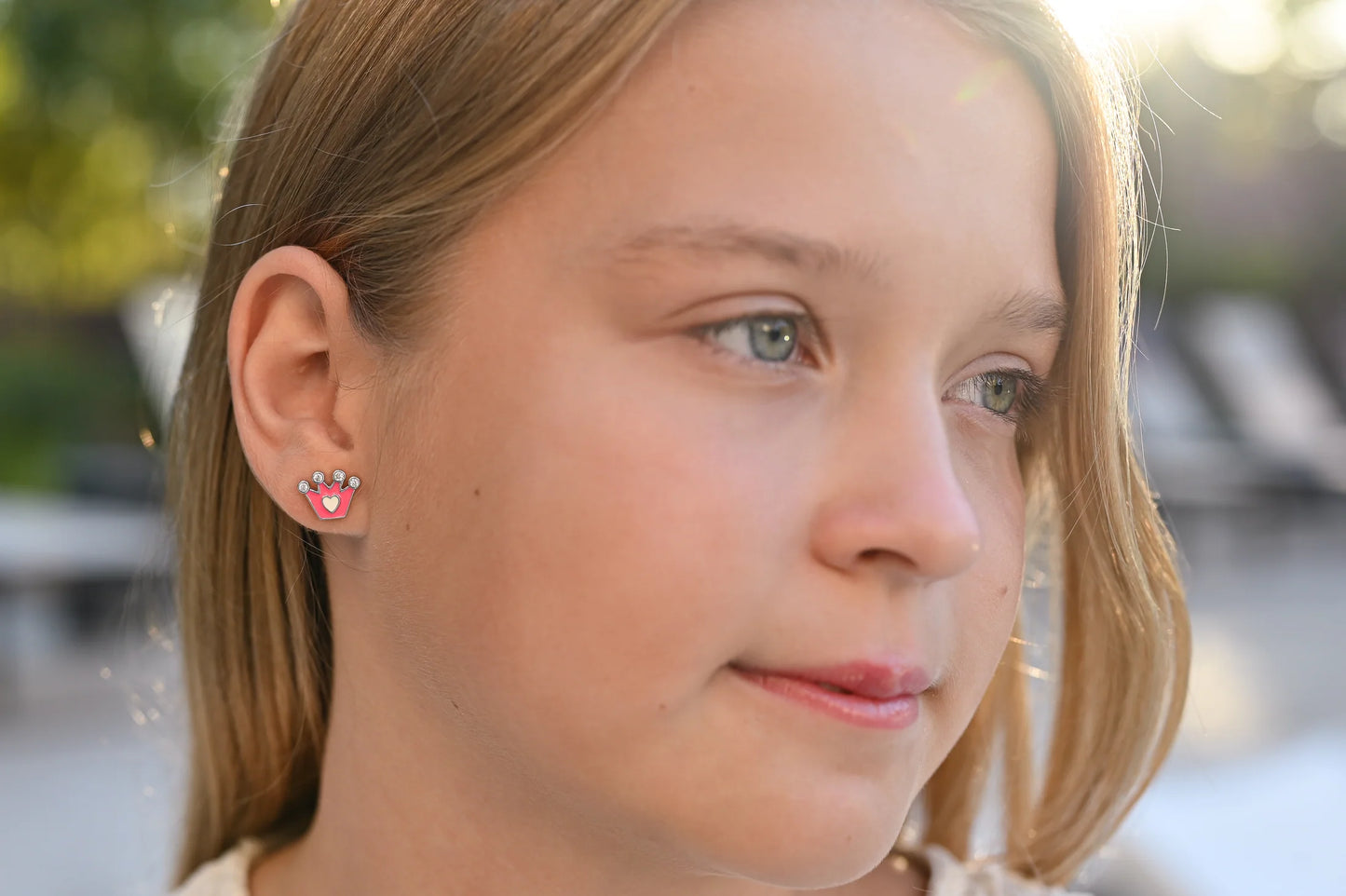 Kids Earrings Princess Silver