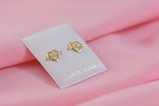 Kids Earrings Hearts with Zirconia stones
