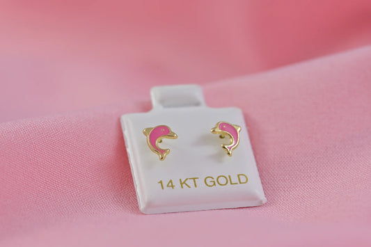Kids Earrings Pink Dolphin