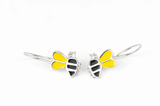 Kids Earrings Bee Silver