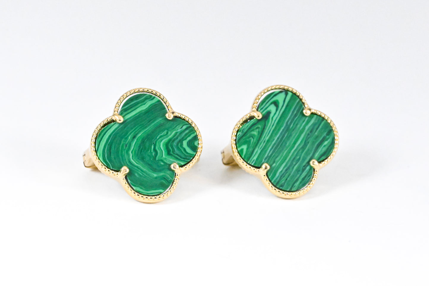 Malachite Earrings Yellow Gold