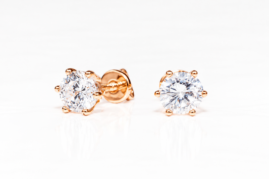 Rose Gold Stud Earrings with Zirconia stones