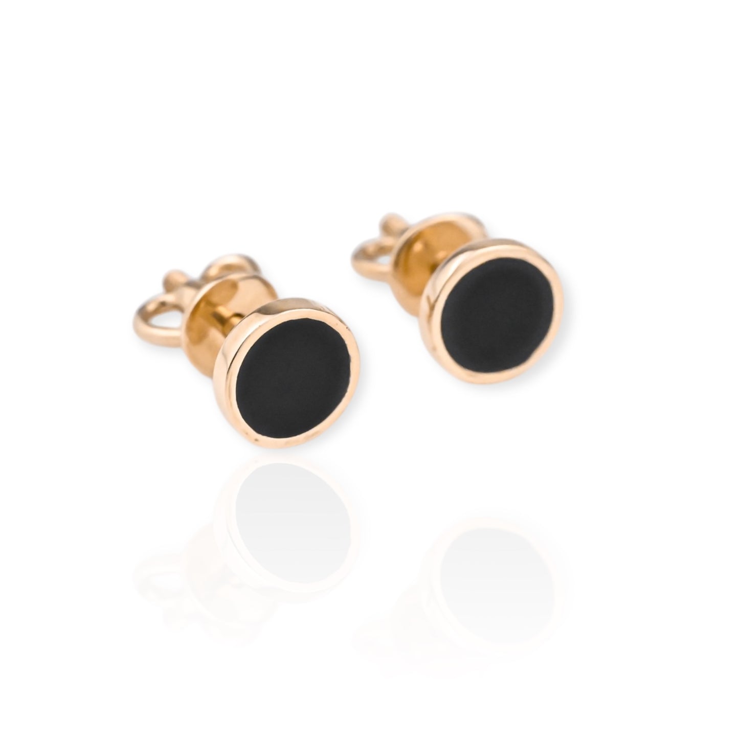 Stud Earrings with Black Enamel