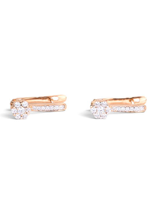 Rose Gold 585(14K) Earrings Flowers with Zirconia stones
