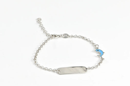Silver Kids Bracelet Blue Dolphin