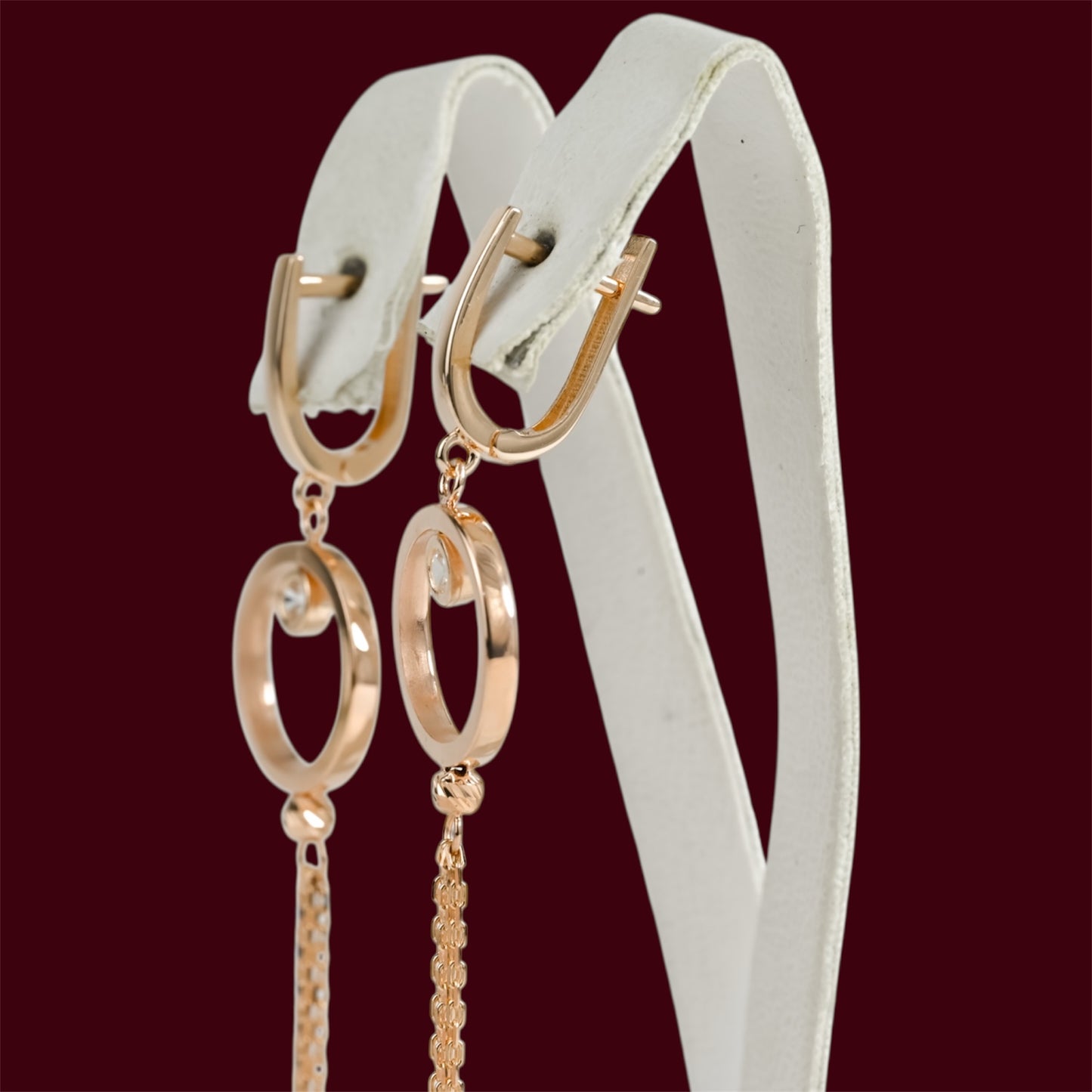 Dangle Earrings Rose Gold with Zirconia stones