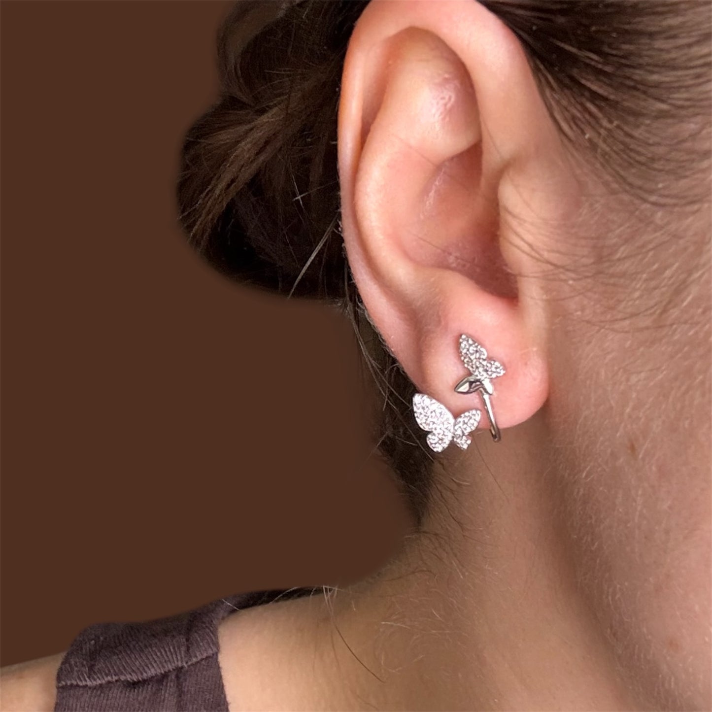 Silver Earrings Butterfly