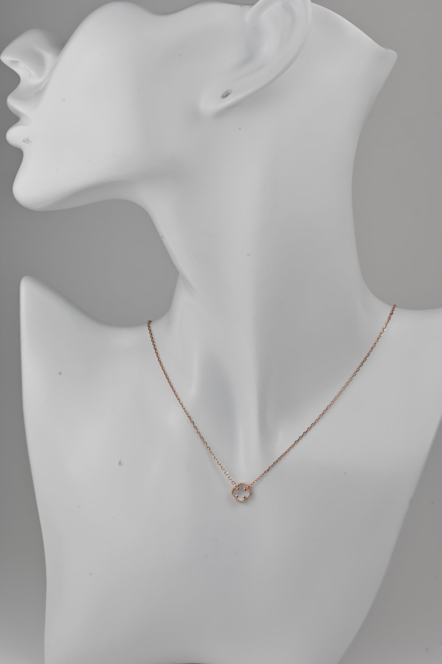Silver Necklace Clovers Mother of Pearl Gold Plated