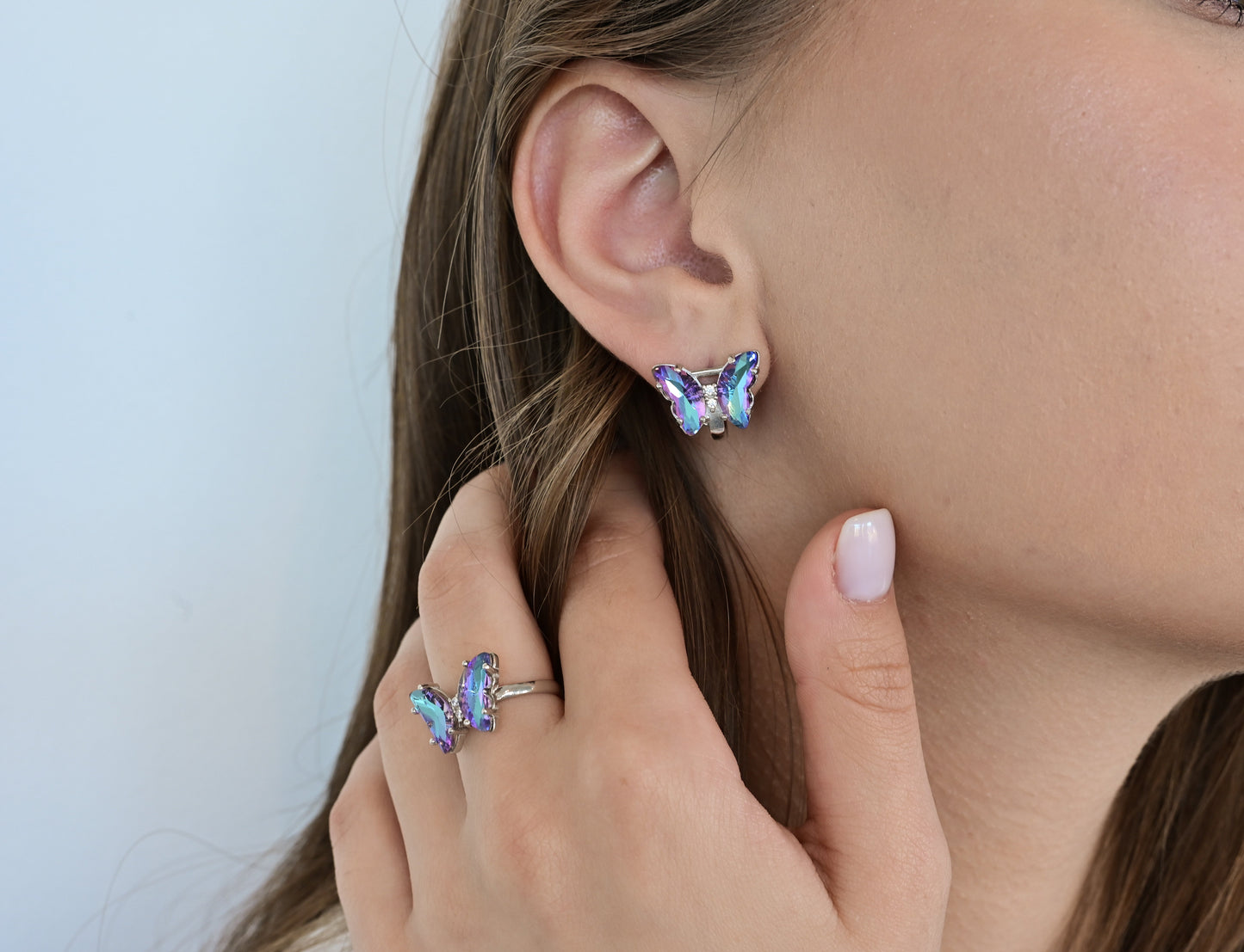 Silver Earrings Butterfly