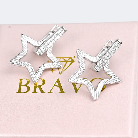 Silver Earrings Stars
