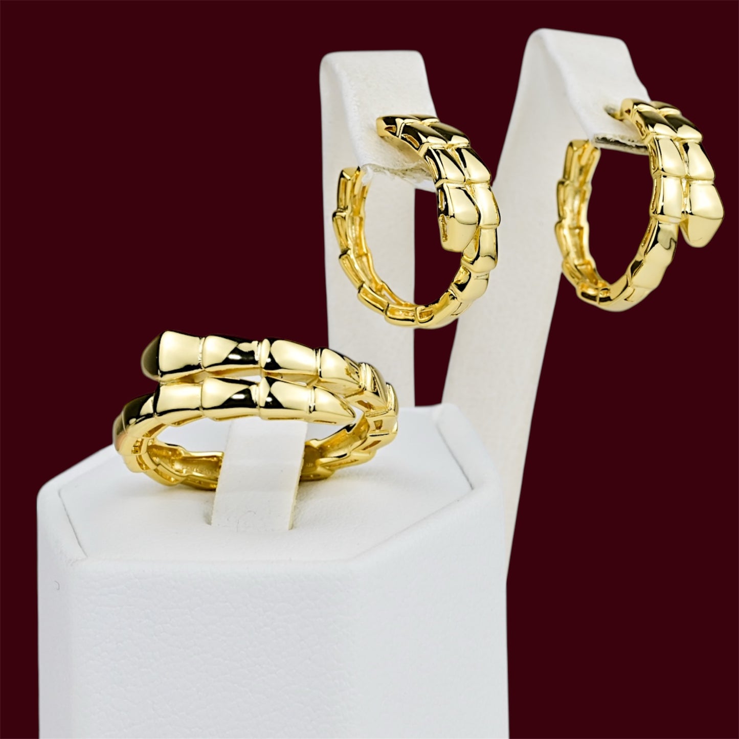 Silver 925 Yellow Gold Plated Set Snakes