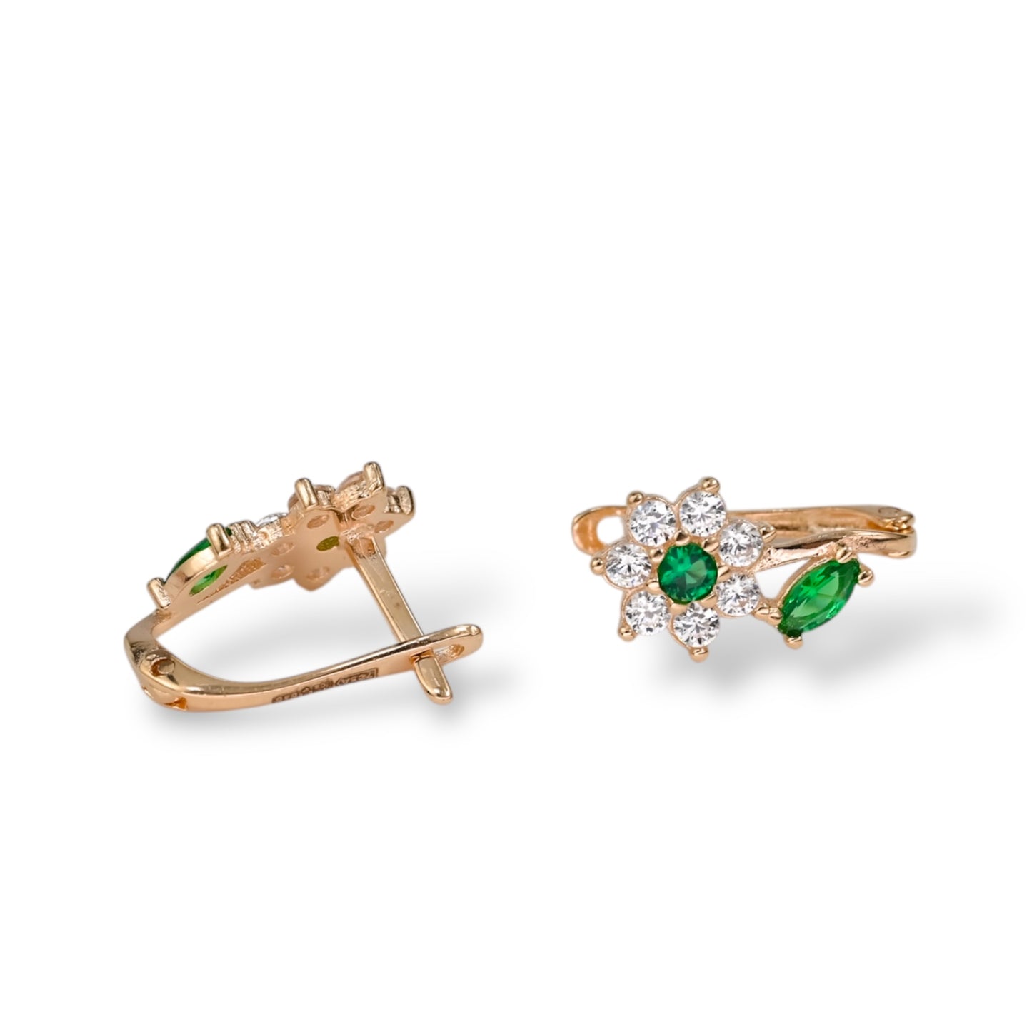 Kids Earrings Green Flowers