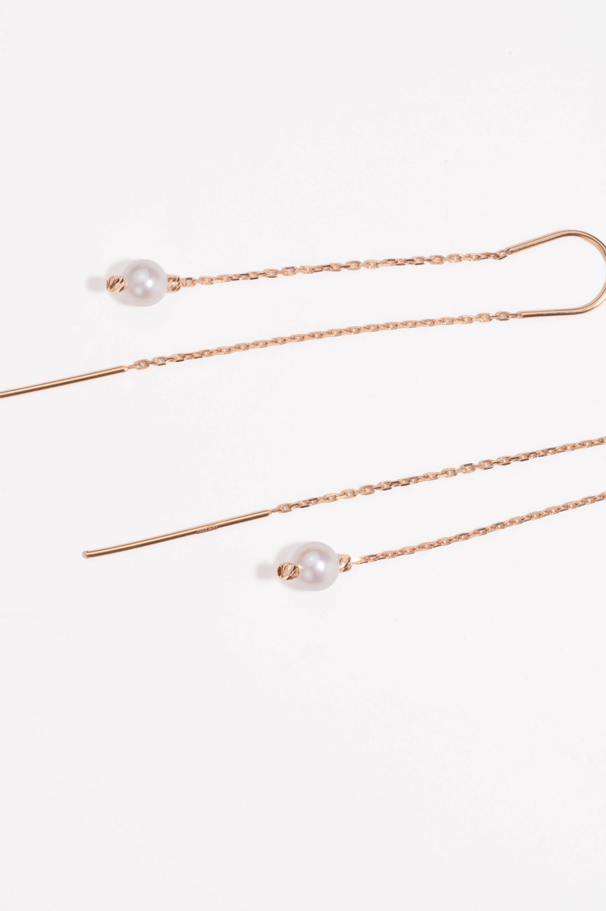 Thread Earrings Pearl Rose Gold 585(14K)