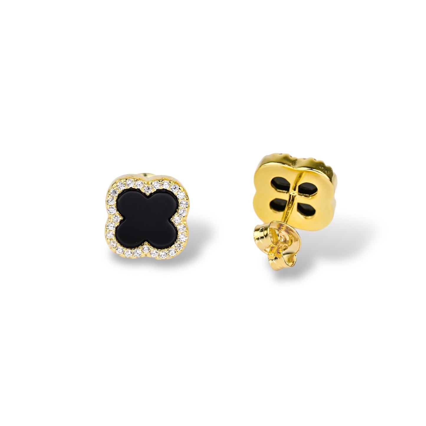 Stud Silver 925 Gold Plated Earrings Clover