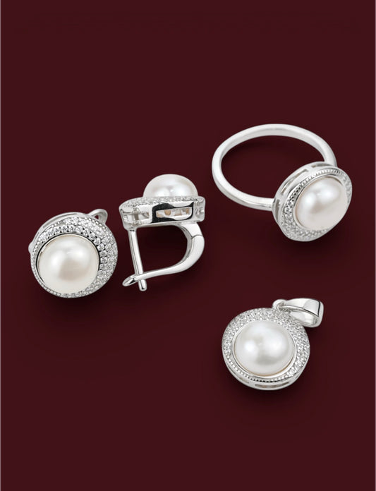 Silver Set with Pearl