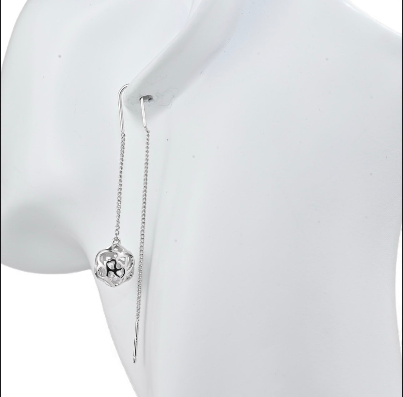 Sparkling Flowers Threads Silver Earrings