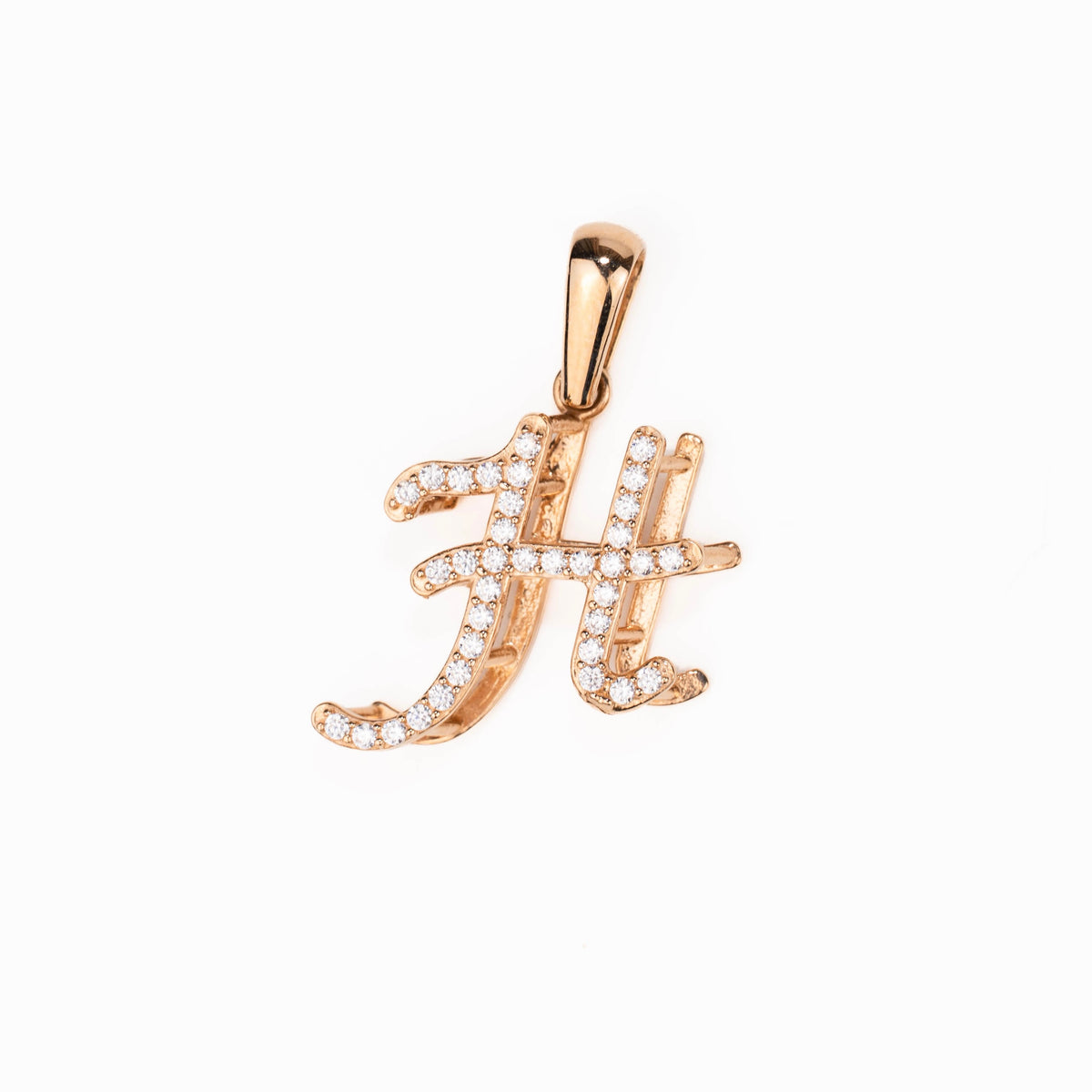 Rose Gold Letter Pendant with Zirconia stones