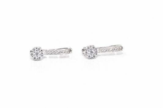 Earrings Flowers White Gold 585(14K)