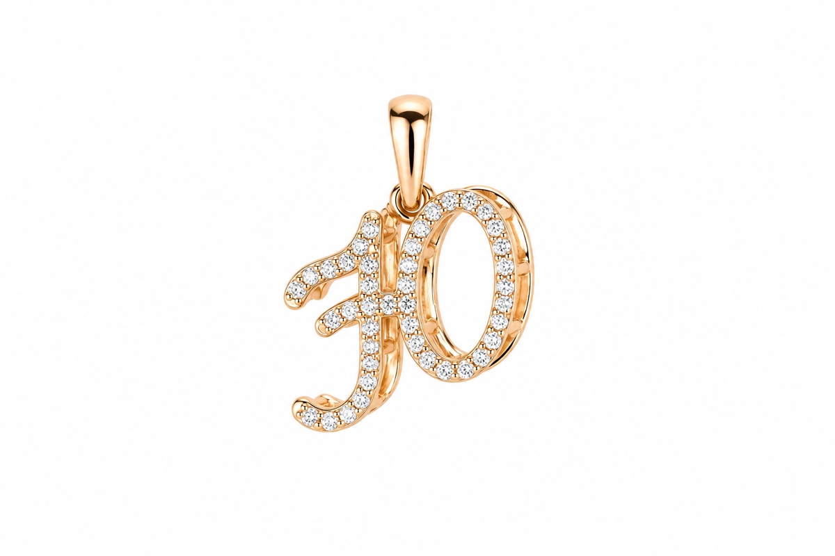 Rose Gold Letter Pendant with Zirconia stones