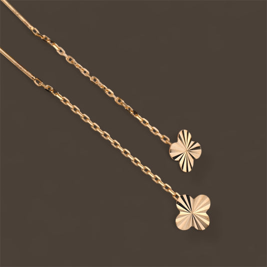 Thread Earrings Flowers Rose Gold