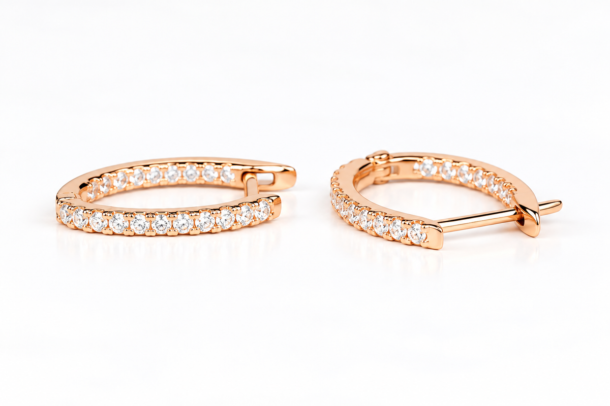Rose Gold Earrings with Zirconia stones