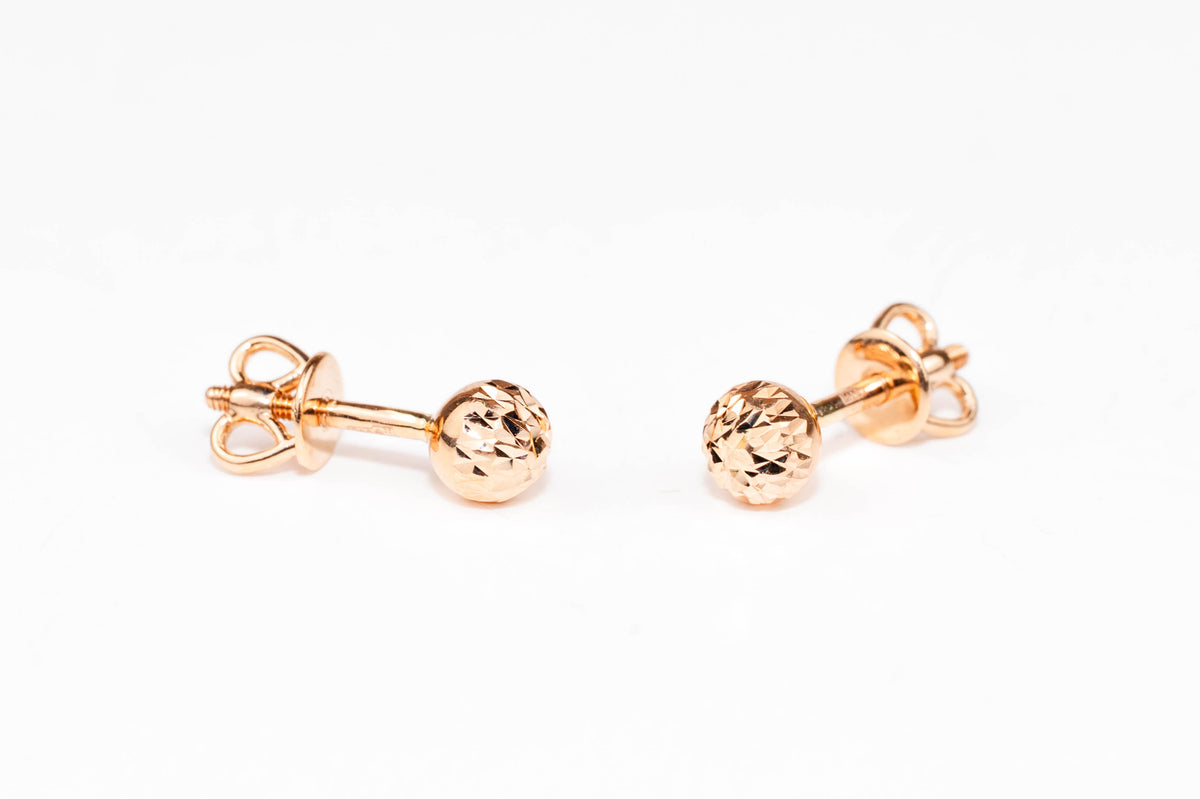 Rose Gold Stud Earrings Ball