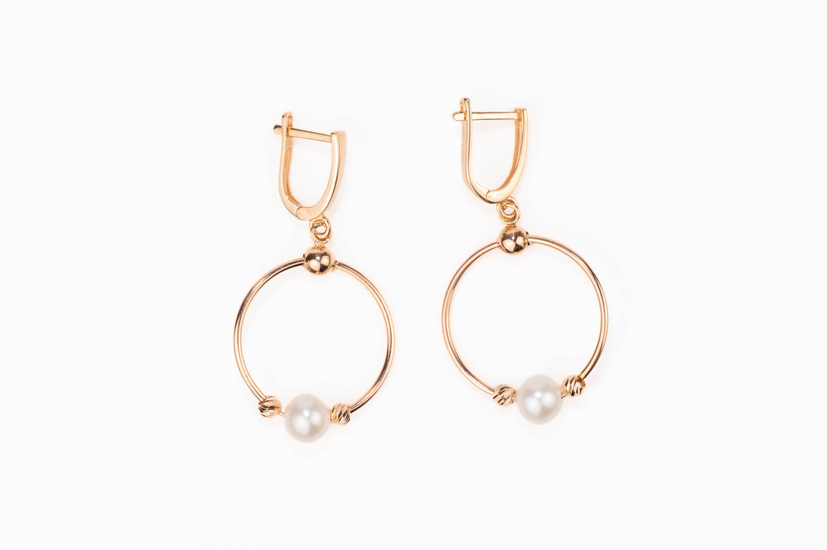 Rose Gold Earrings Pearl