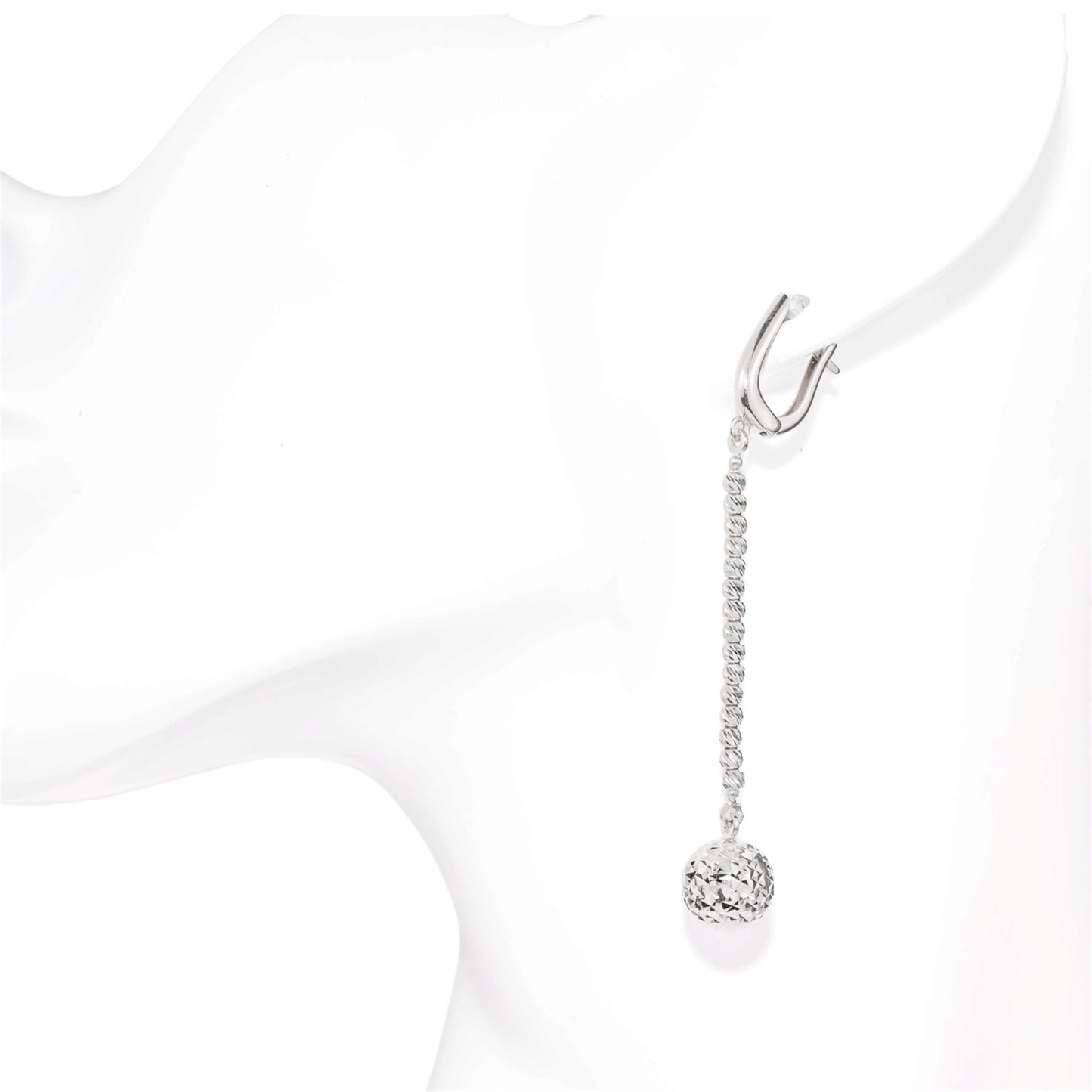Sterling Silver Long Ball Earrings