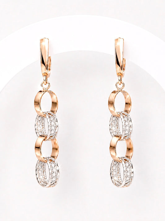 Rose & White Gold Lace Dangle Earrings English lock