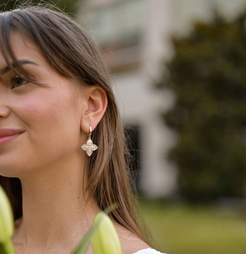 Earrings Mother of Pearl Yellow Gold