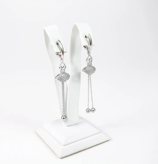 Silver Dangle Earrings Ballerina