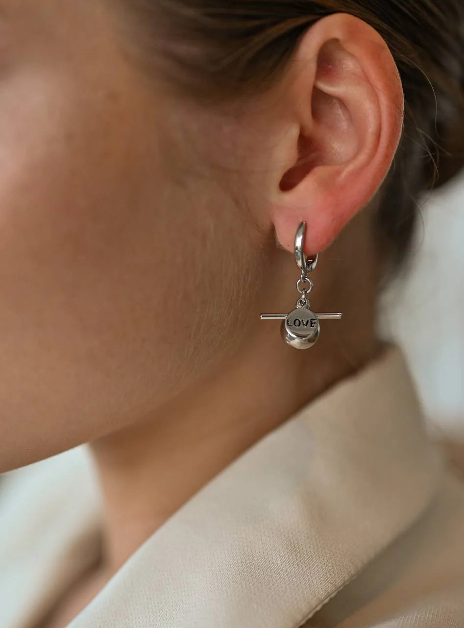 Silver Earrings Love Hearts