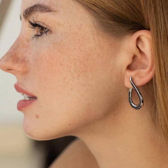 Earrings with Black Zirconia stones