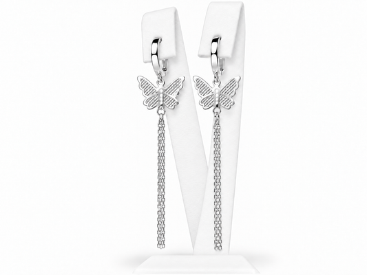 Dangle Earrings White Gold 585 Butterfly