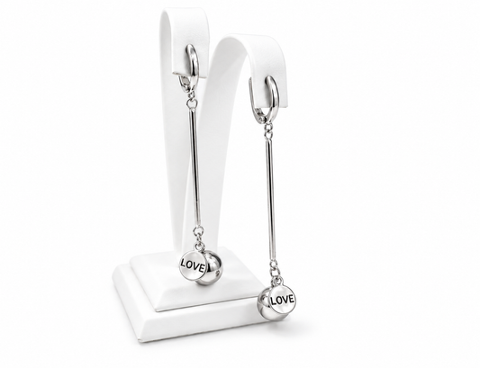 Silver Dangle Earrings Love