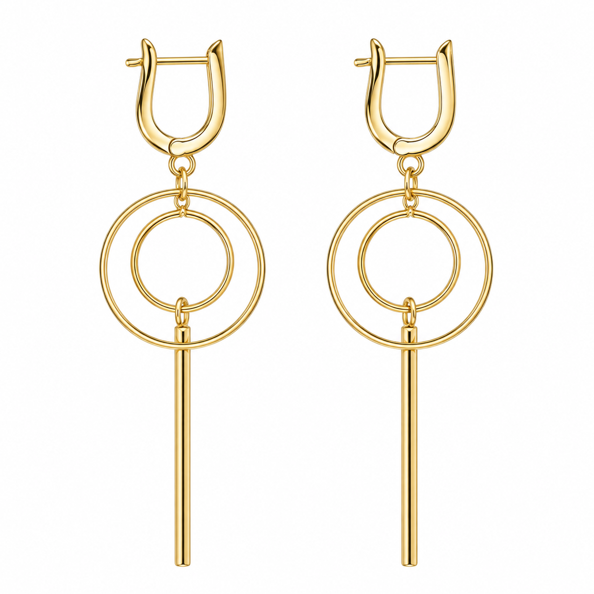 Silver Dangle Earrings Yellow Gold Plated