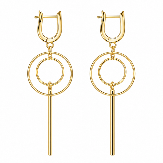 Silver Dangle Earrings Yellow Gold Plated