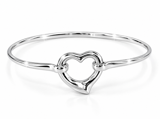 Silver Heart Cuff Bracelet