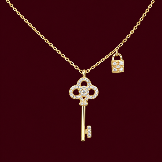 Silver 925 Gold Plated Necklace Key