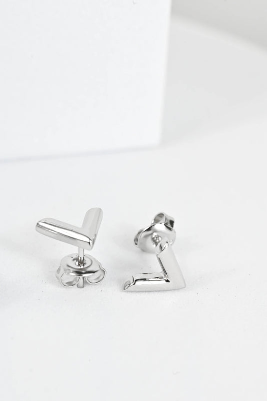 Stud Silver Earrings "V"