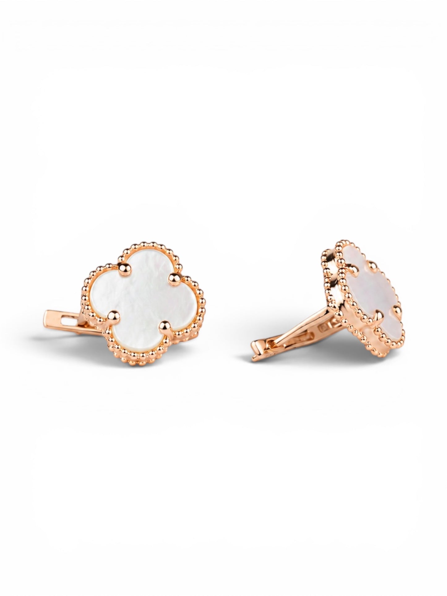 Earrings Rose Gold 585 Mother of Pearl Clover