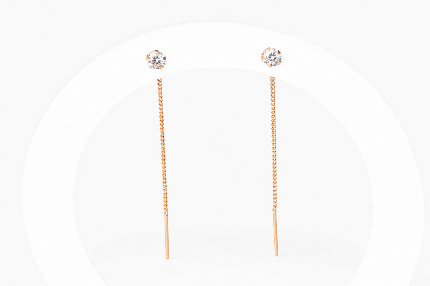 Thread Earrings Rose Gold with Zirconia stones