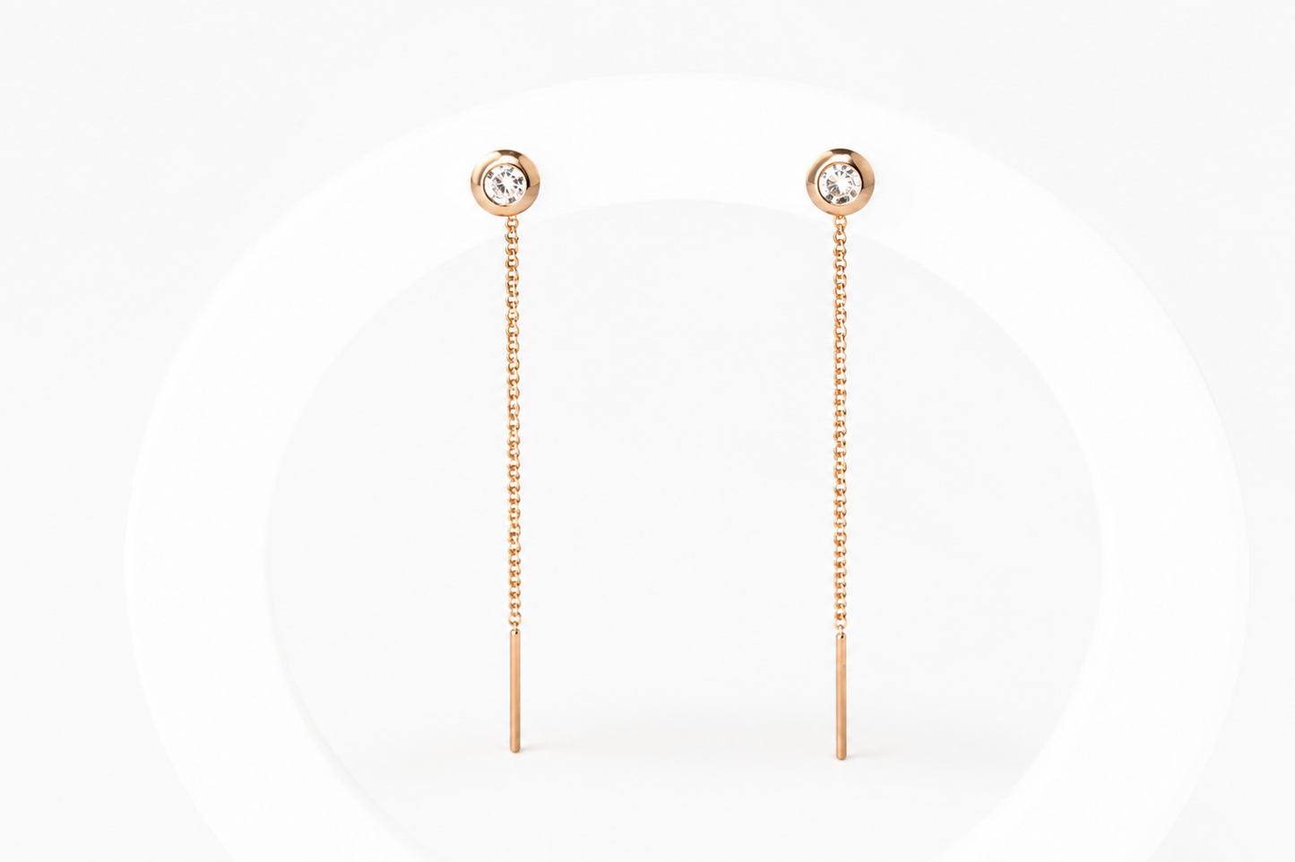 Thread Earrings Rose Gold 585