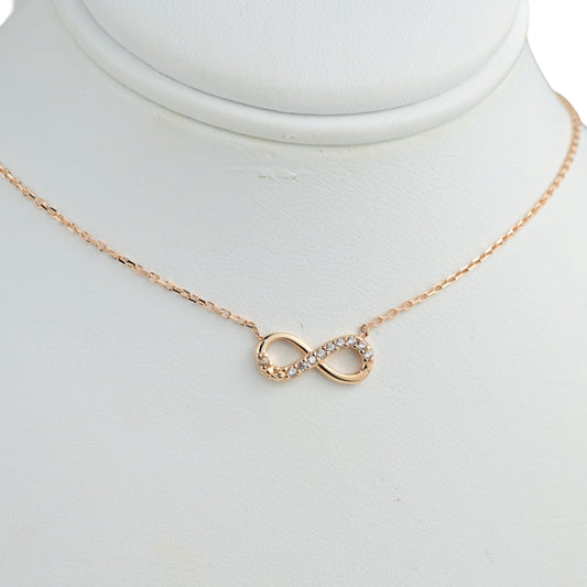 Necklace Rose Gold 585(14K) with Zirconia stone Infinity Pendant