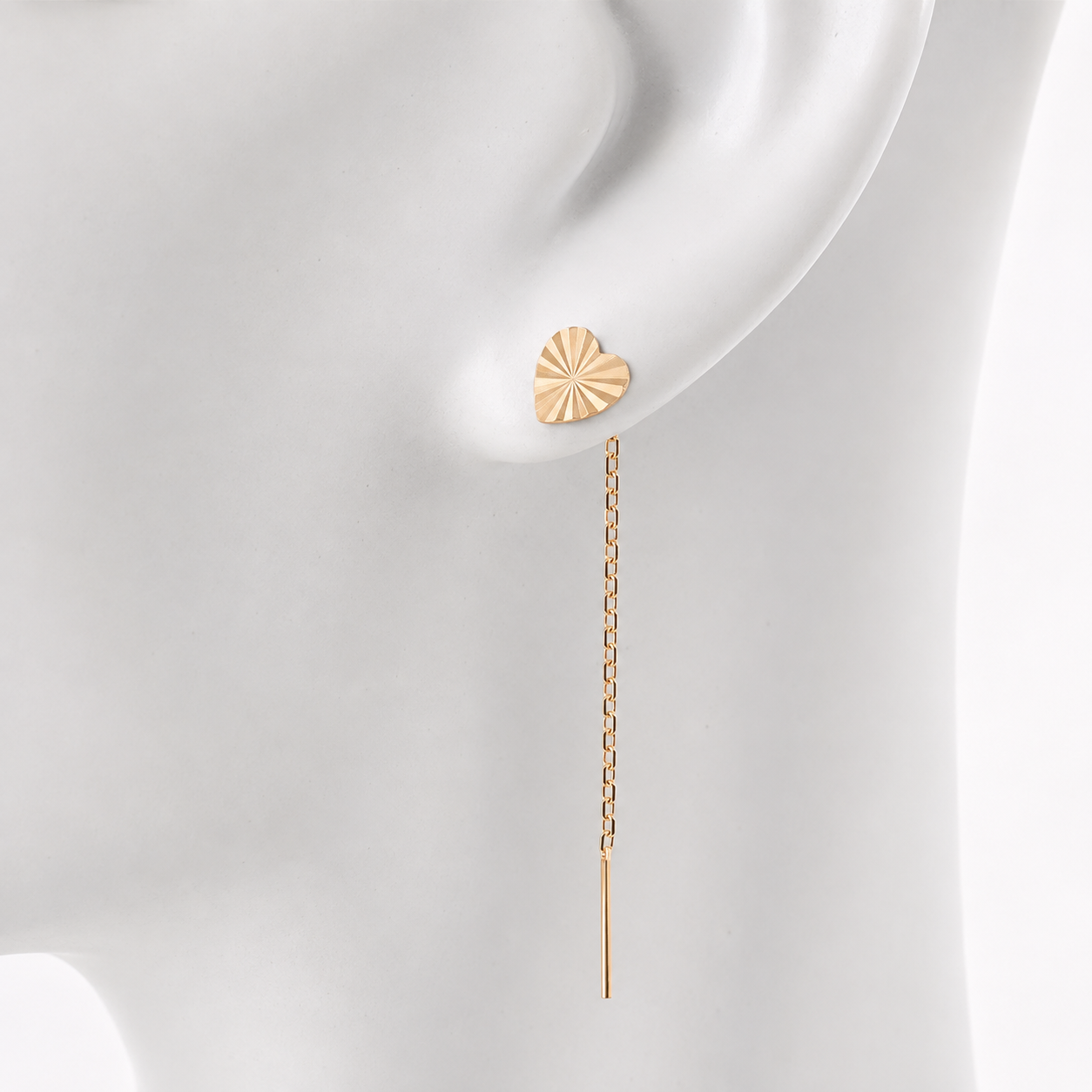 Thread Earrings Hearts Rose Gold