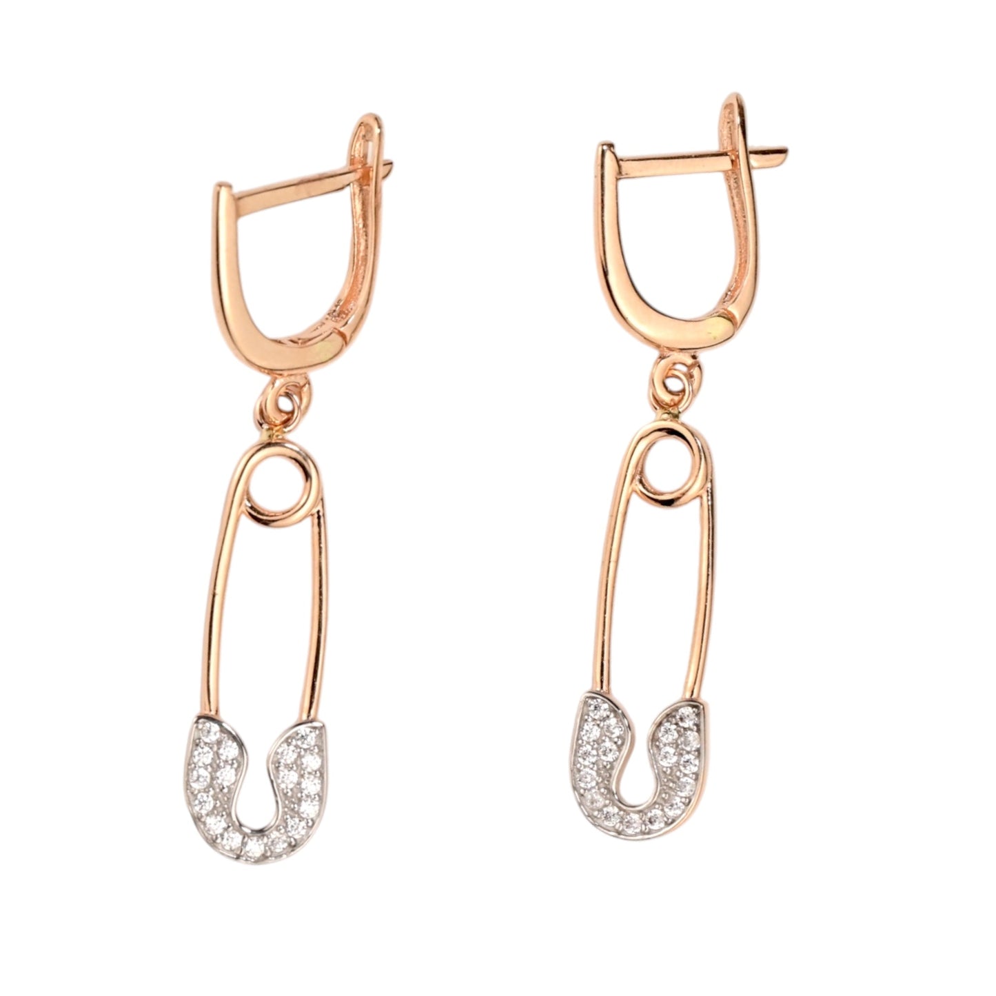 Dangle Earrings Pin with Zirconia stones
