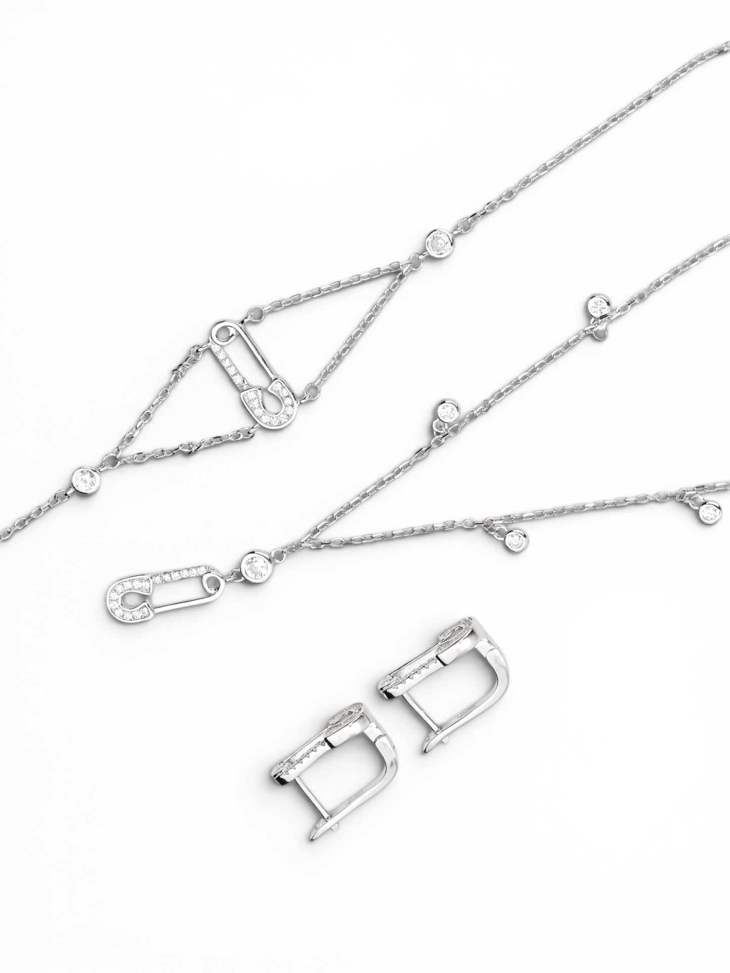 Silver Pin Set (Earrings, Bracelet, Necklace )