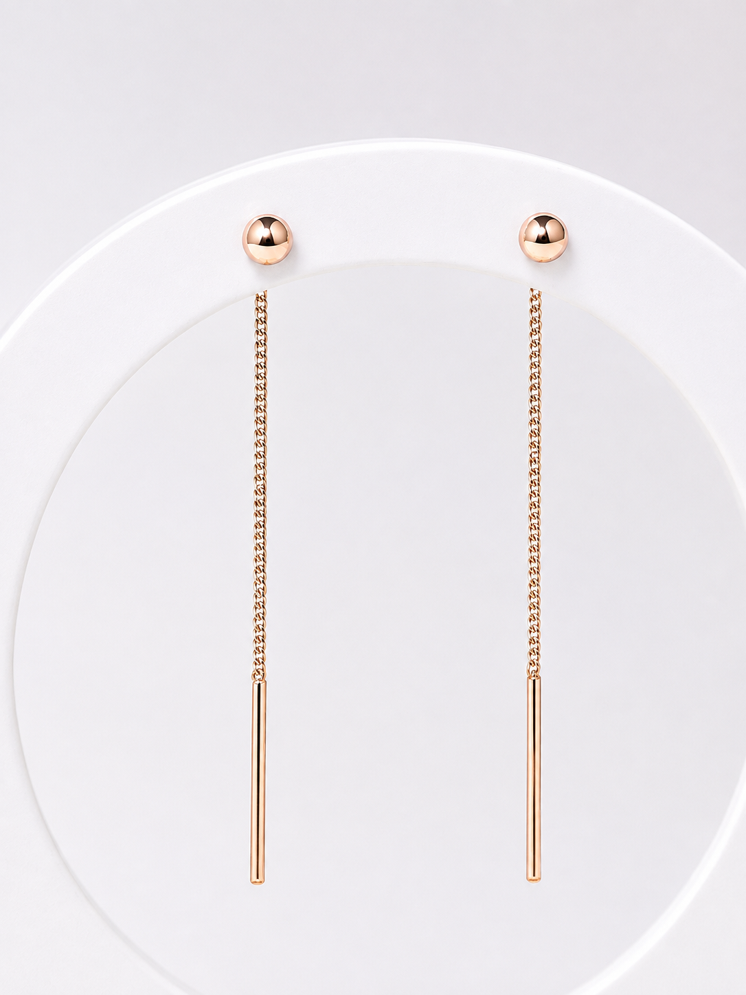 Thread Earrings Ball Rose Gold 585(14K)